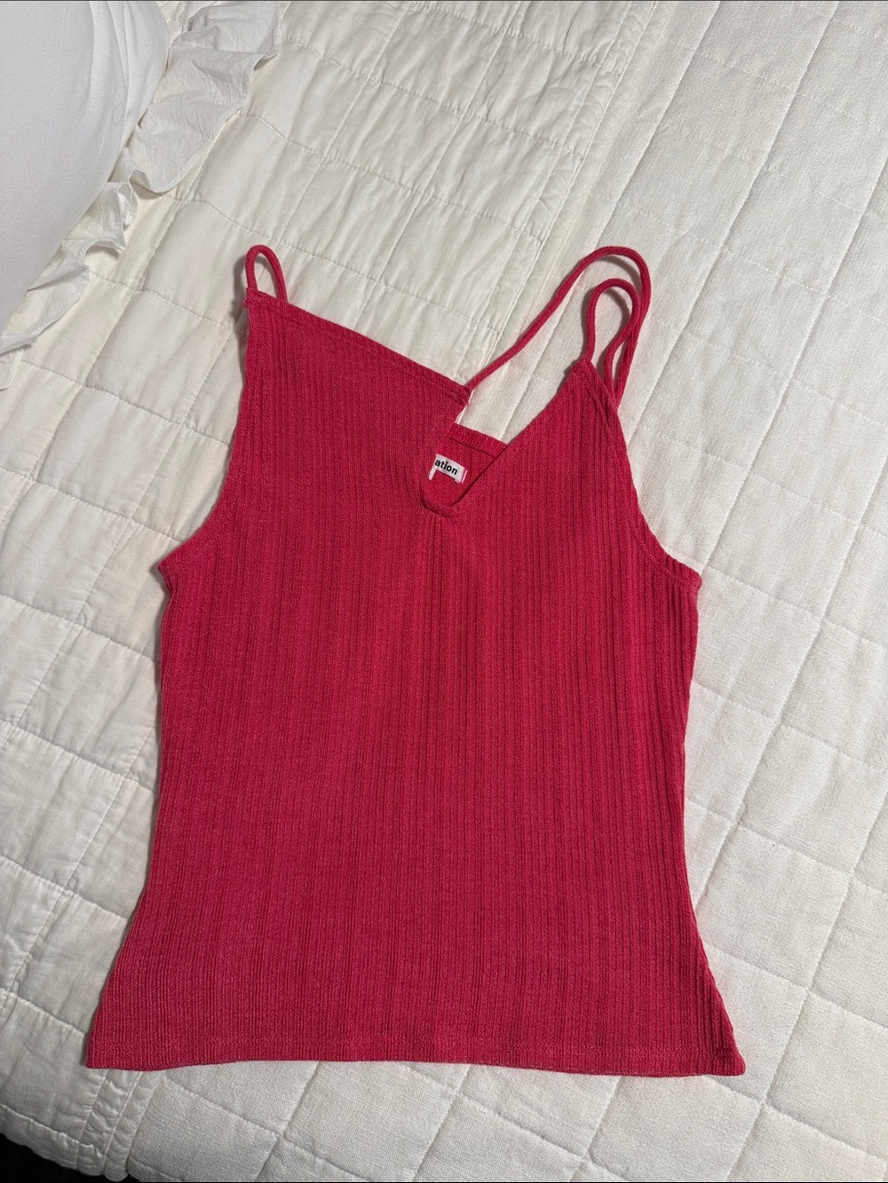Reformation Double-Strap Ribbed V-Neck Tank - Fuchsia
